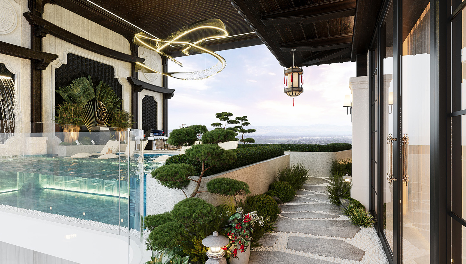 Bể bơi, Sân vườn Penthouse Noble Crystal Tây Hồ