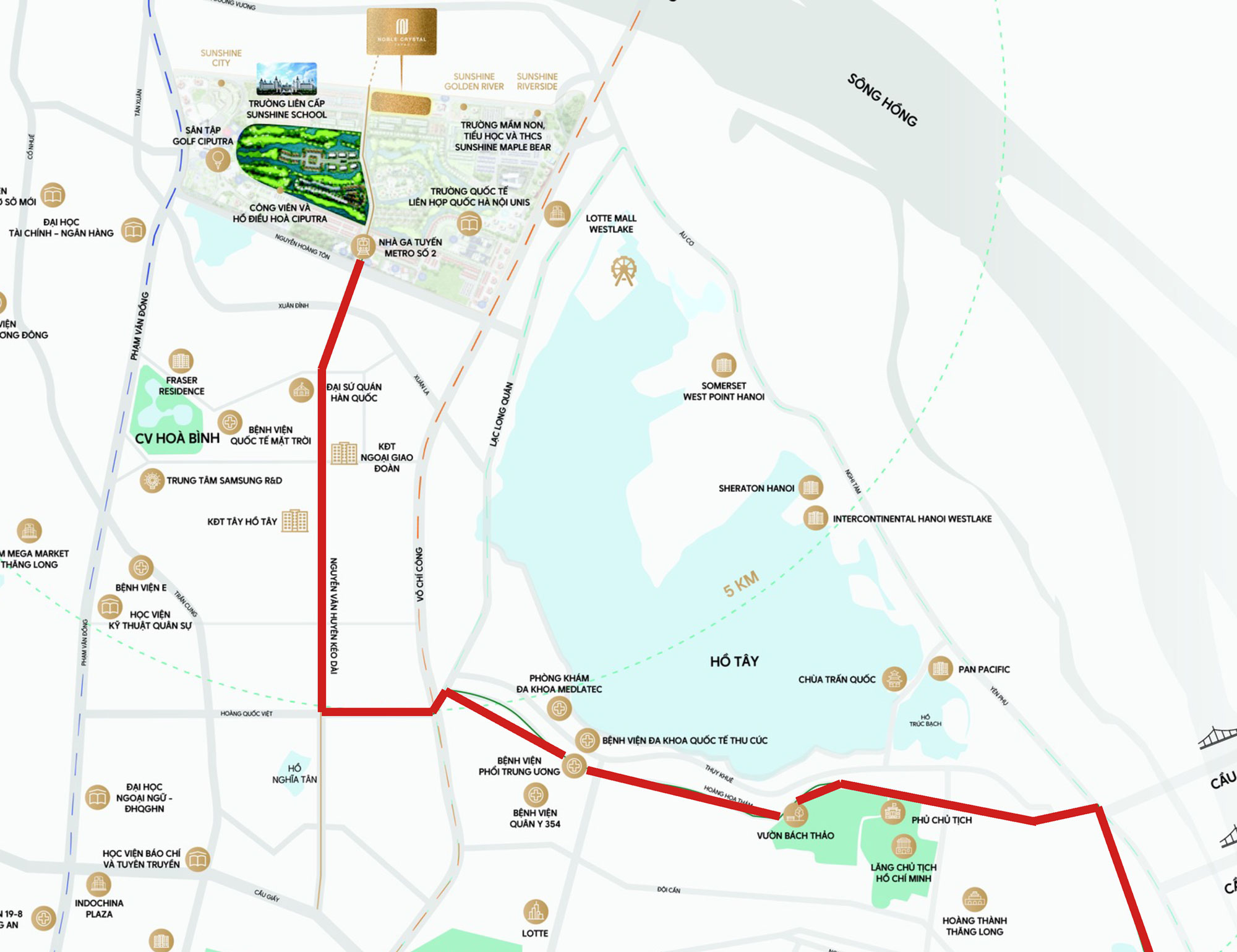 Lộ trình tuyến Metro 2 Nam Thăng Long - Trần Hưng Đạo