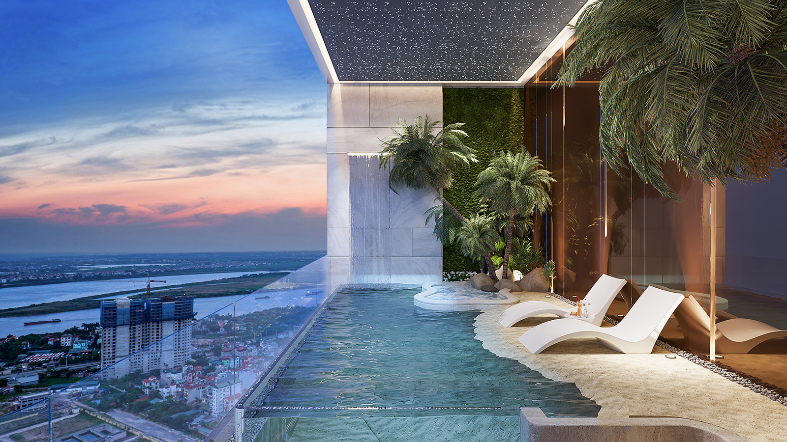 Sân vườn, bể bơi Sky Villa Garden Noble Crytsla Tây Hồ