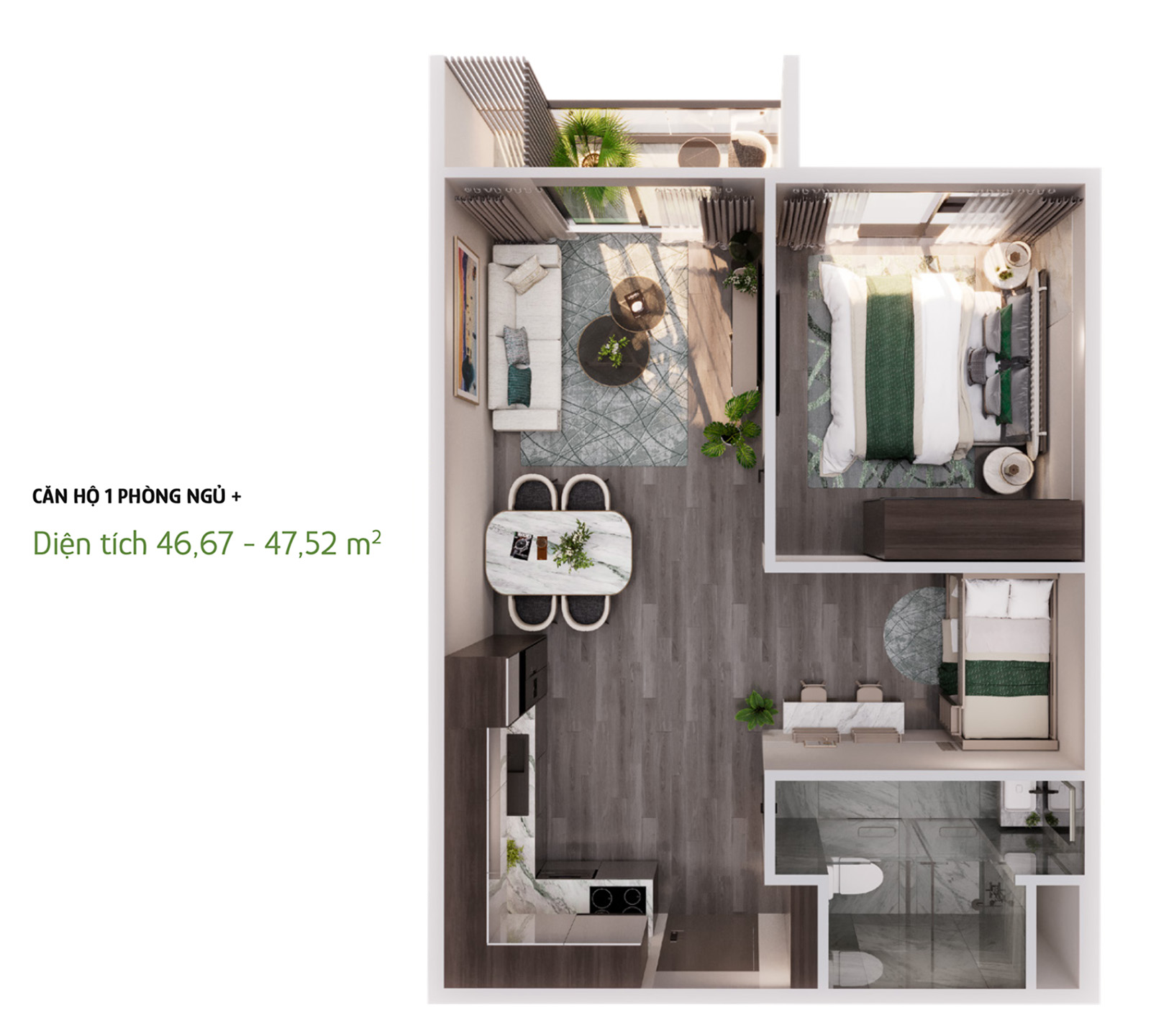 Thiết kế 1 ngủ The Parkland Imperia Ocean City