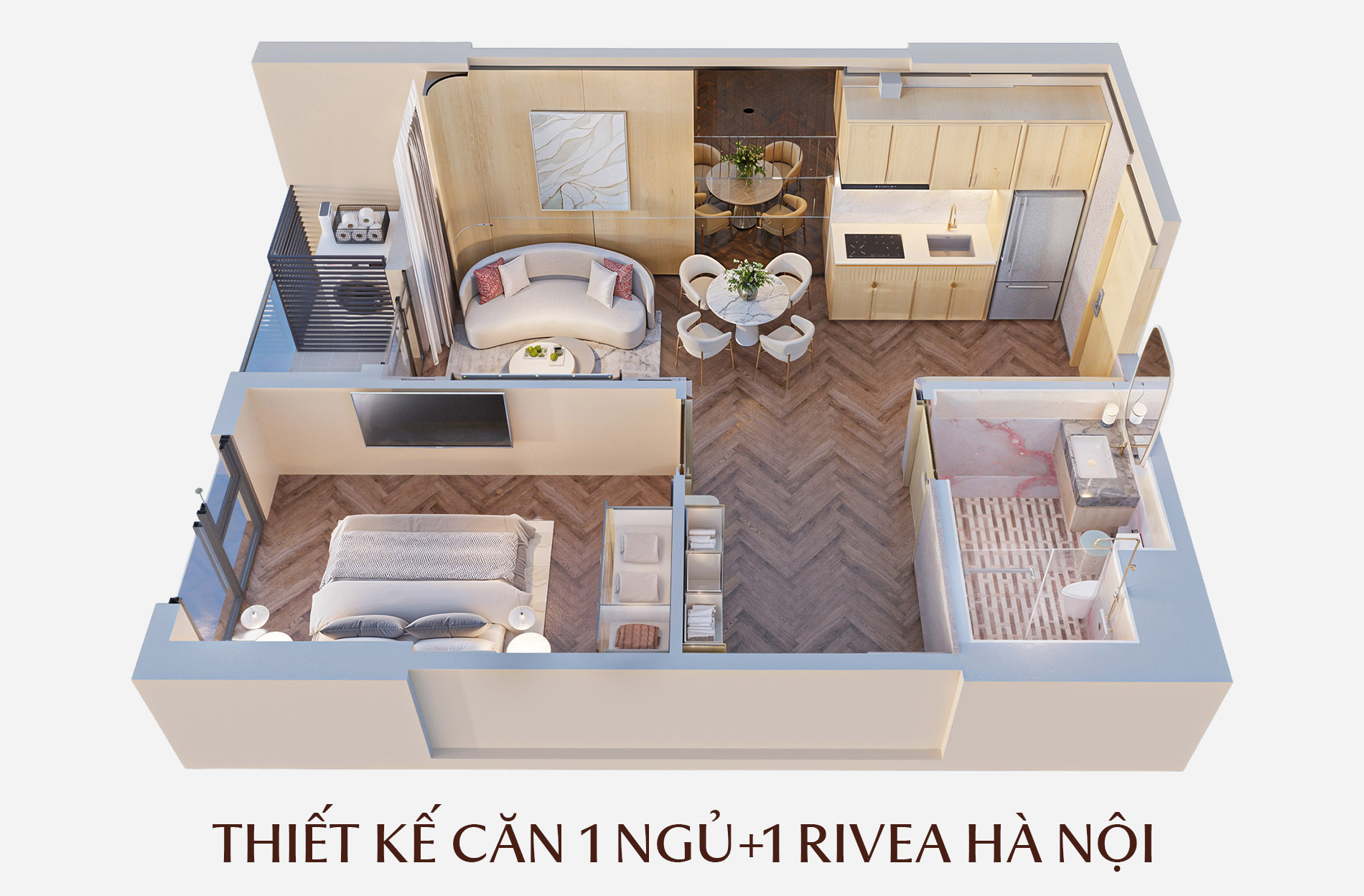 Thiết kế Rivea Hà Nội căn 1 phòng ngủ