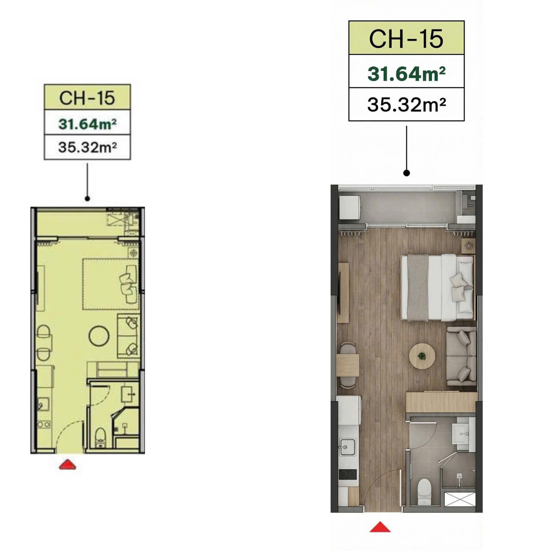 Thiết kế căn Studio The Parland