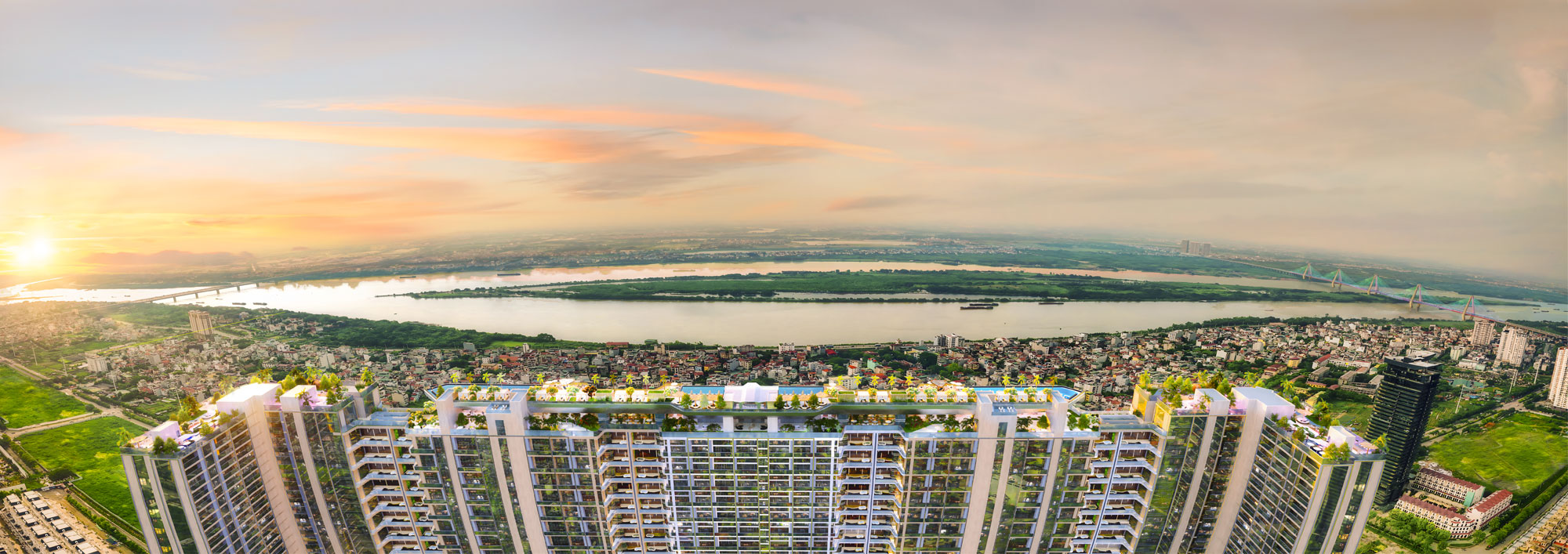 View sông hồng từ Noble Crystal Tây Hồ